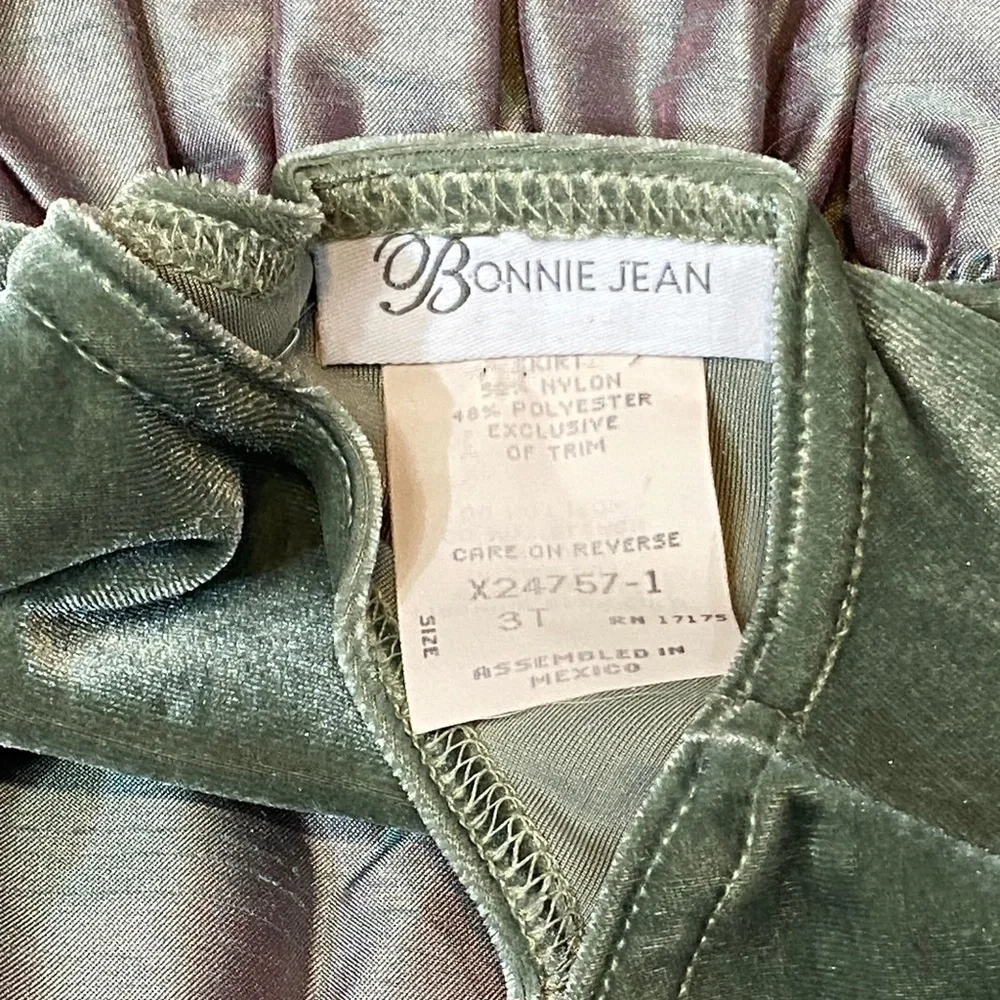 VNTG Bonnie Jean Velvet Green and Pink Kids Dress